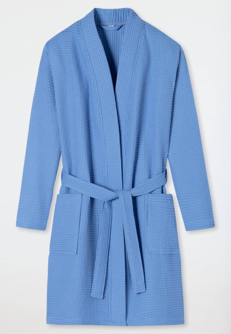 Schiesser Bademantel Waffelpiqué blau - Essentials Bestseller