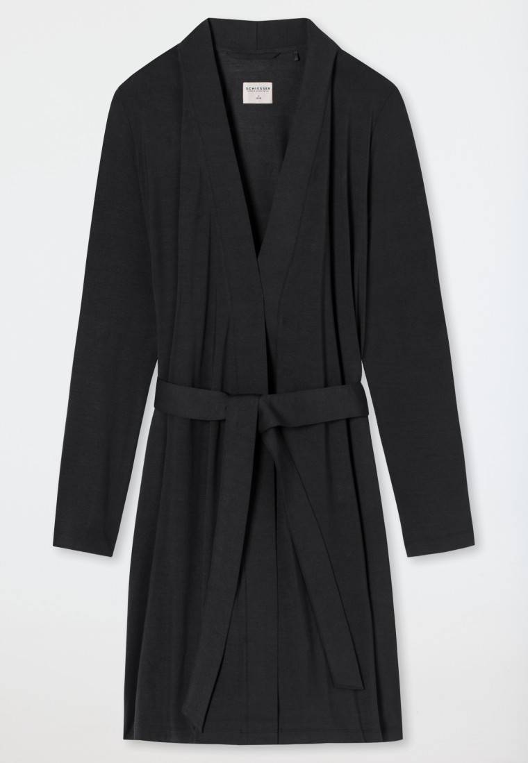 Schiesser Morgenmantel Modal schwarz - Essentials Saisonale Angebote