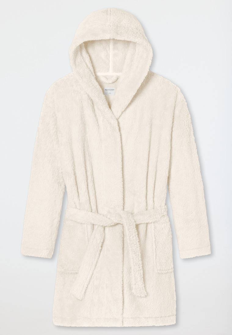 Schiesser Morgenmantel Teddy-Fleece Comfort-Fit off-white - Essentials Tägliche Deals