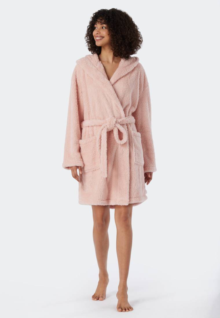 Schiesser Morgenmantel Teddy-Fleece Comfort-Fit rosé - Essentials Sonderangebote