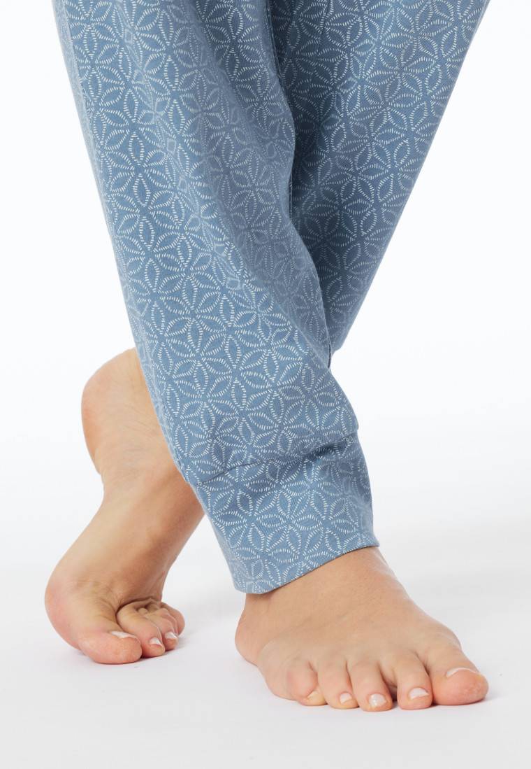 Schiesser Schlafanzug lang Bündchen blaugrau gemustert - Comfort Essentials Wochenangebot