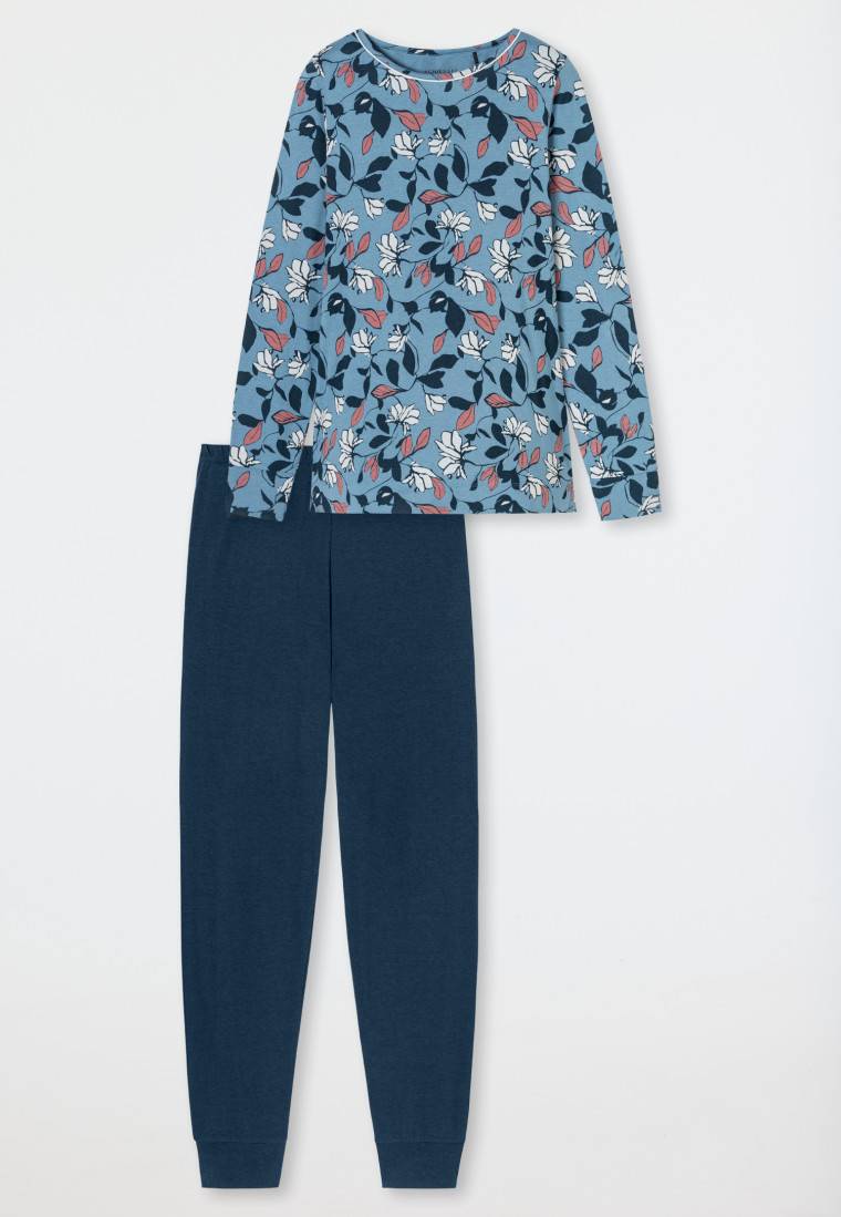 Schiesser Schlafanzug lang Bündchen Blumen multicolor - Comfort Nightwear Bis zu 55% Rabatt