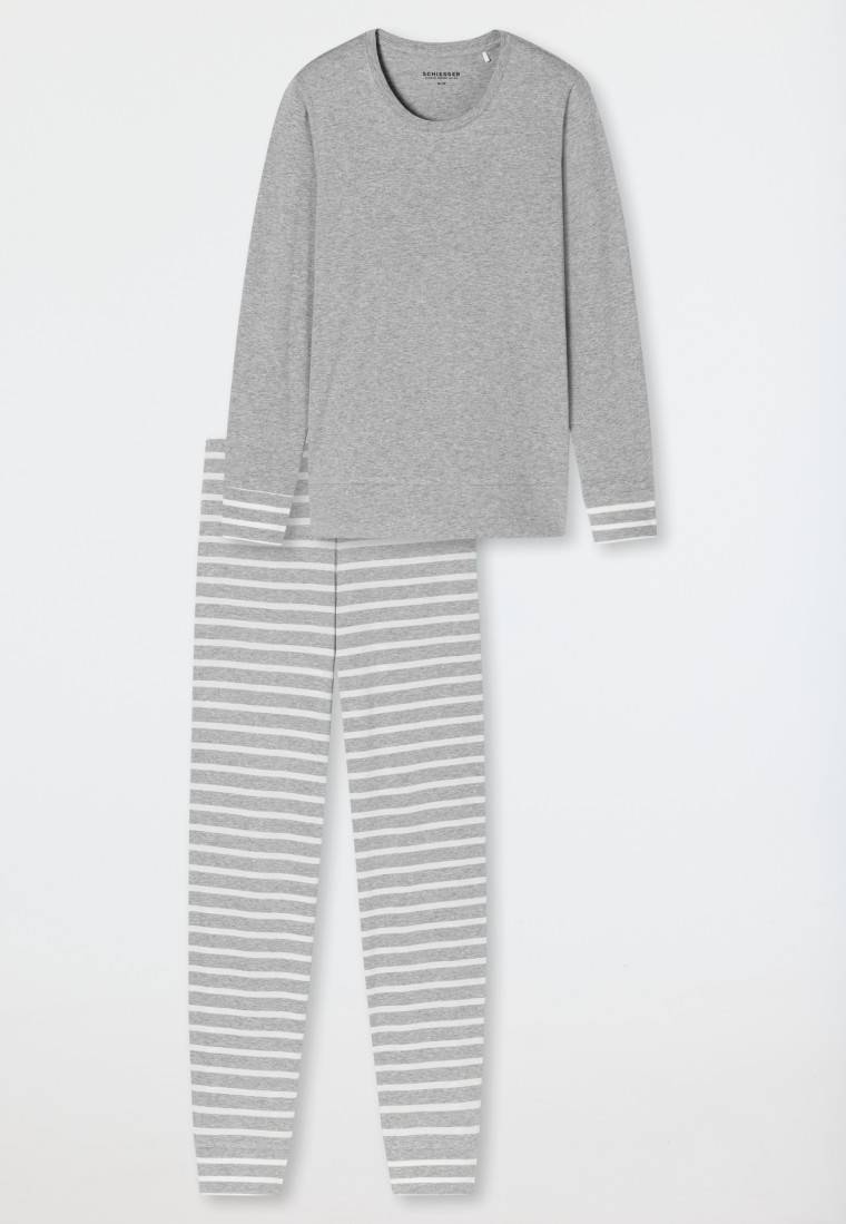 Schiesser Schlafanzug lang silbergrau meliert - Casual Essentials Discount Store für neue Produkte
