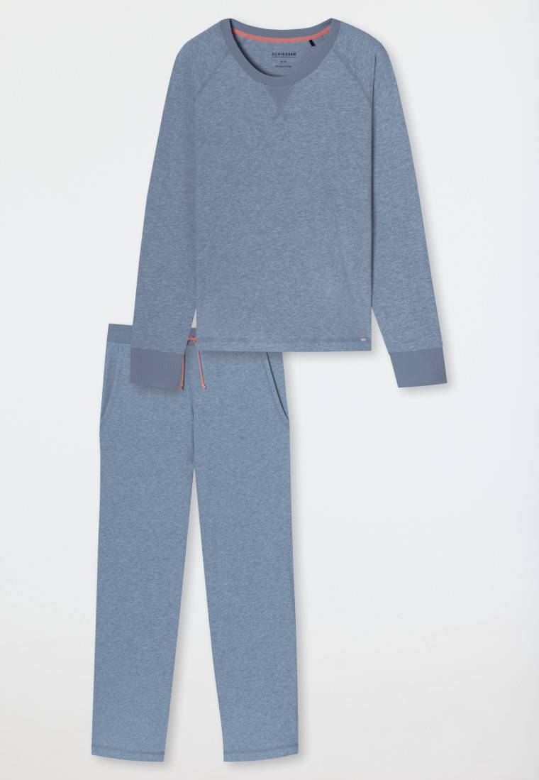 Schiesser Schlafanzug lang jeansblau meliert - Casual Nightwear Riesige Rabatte