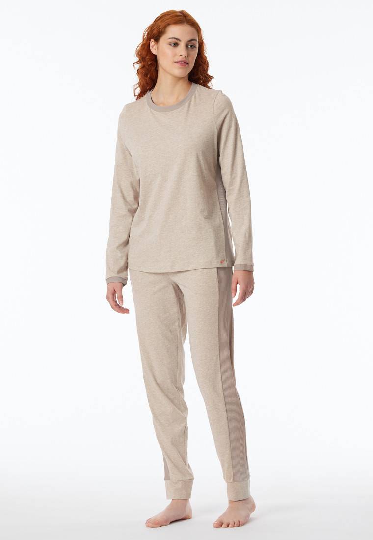 Schiesser Schlafanzug lang Bio-Baumwolle natur - Casual Nightwear Clearance-Verkauf
