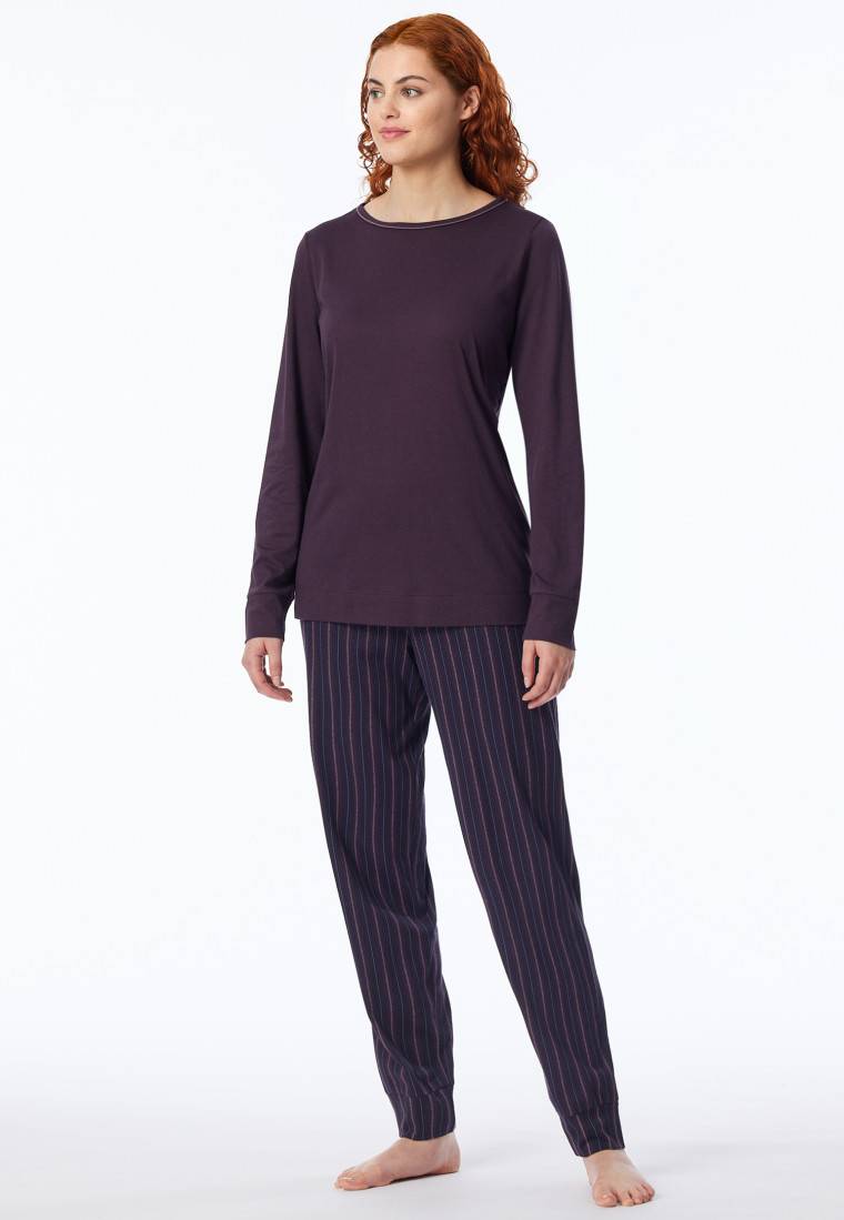 Schiesser Schlafanzug lang Bündchen Streifen multicolor - Comfort Nightwear Kostenloser Versand international