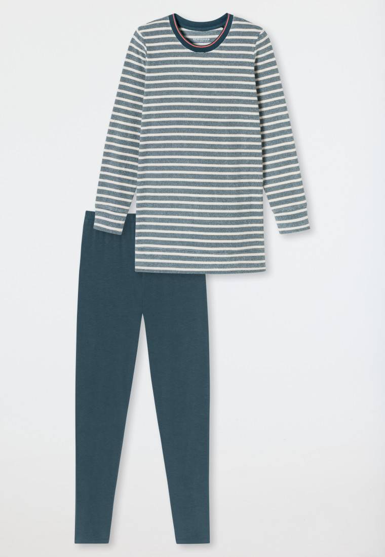 Schiesser Schlafanzug lang Ringel Leggings jeansblau - Casual Essentials Fabrikladen
