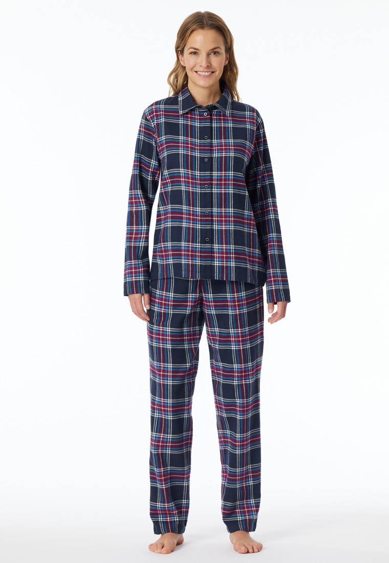 Schiesser Pyjama lang Webware nachtblau kariert - X-Mas Family Speichern exportieren