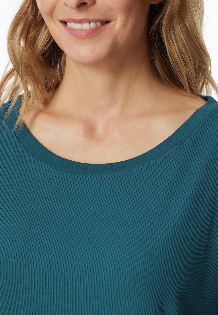 Schiesser Schlafanzug 7/8 Doppelripp petrol - Modern Nightwear Black Friday Preise