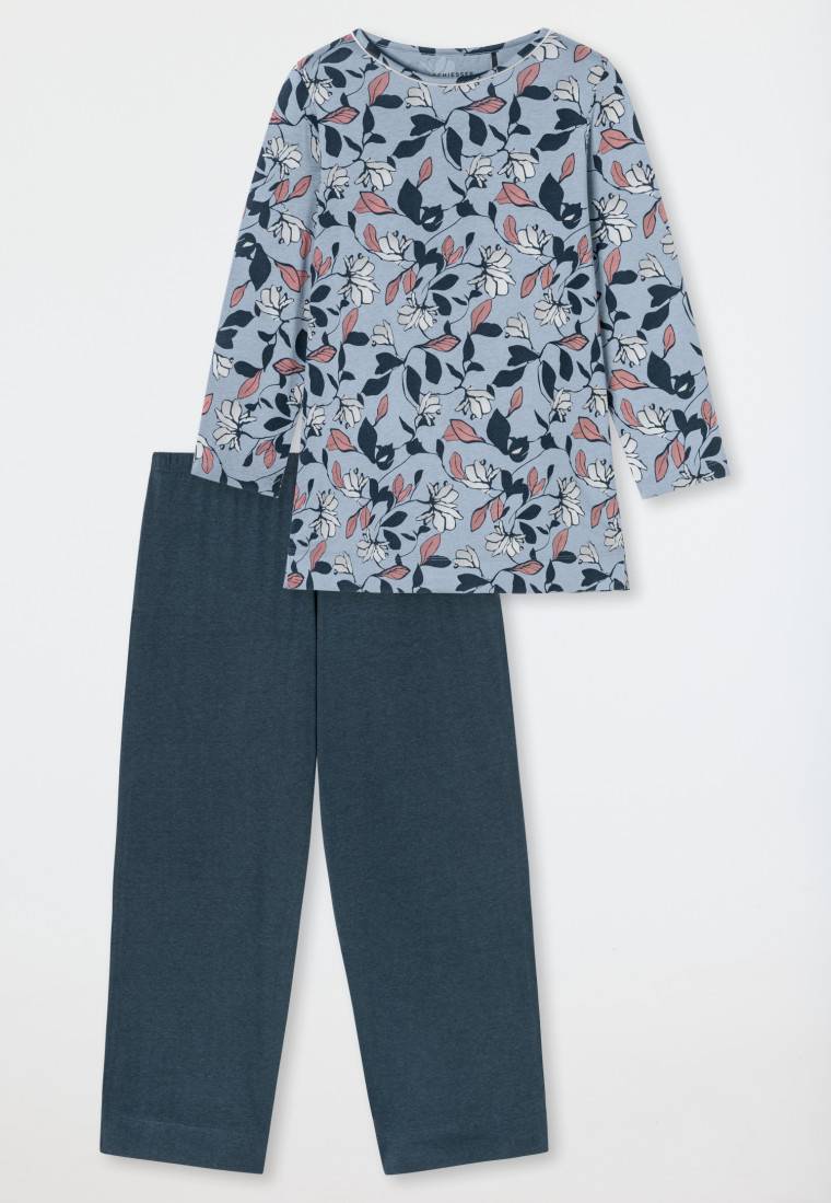 Schiesser Schlafanzug 3/4-lang blaugrau gemustert - Comfort Nightwear 50% Rabatt für begrenzte Zeit