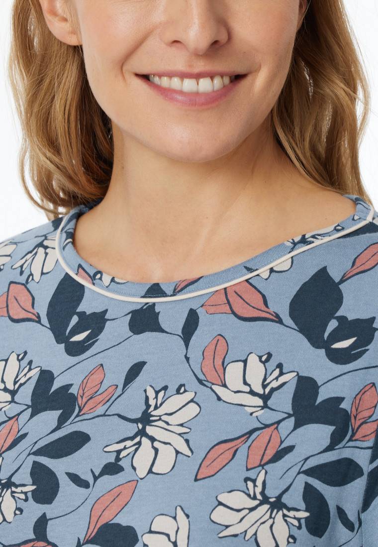 Schiesser Schlafanzug 3/4-lang blaugrau gemustert - Comfort Nightwear 50% Rabatt für begrenzte Zeit