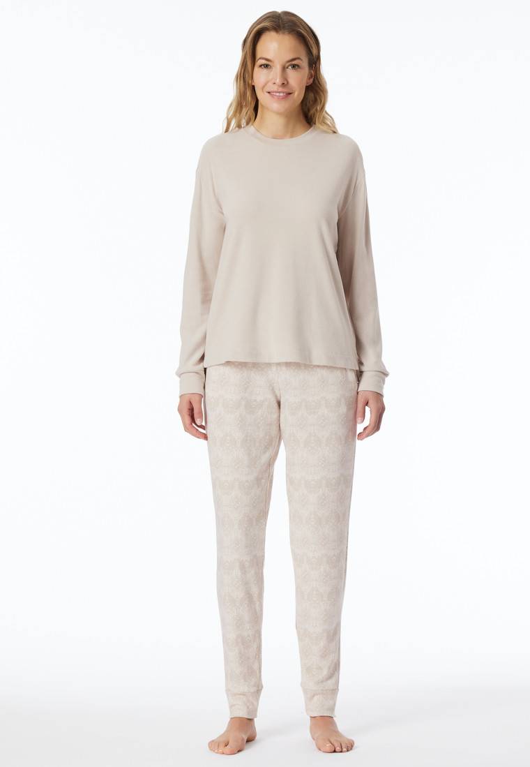 Schiesser Schlafanzug lang wärmend Bündchen beige - Selected Premium Warming Rabatte dieses Monats