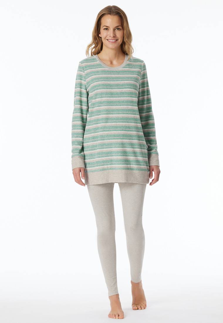 Schiesser Schlafanzug lang Ringel Leggings grün-meliert - Casual Essentials 2025