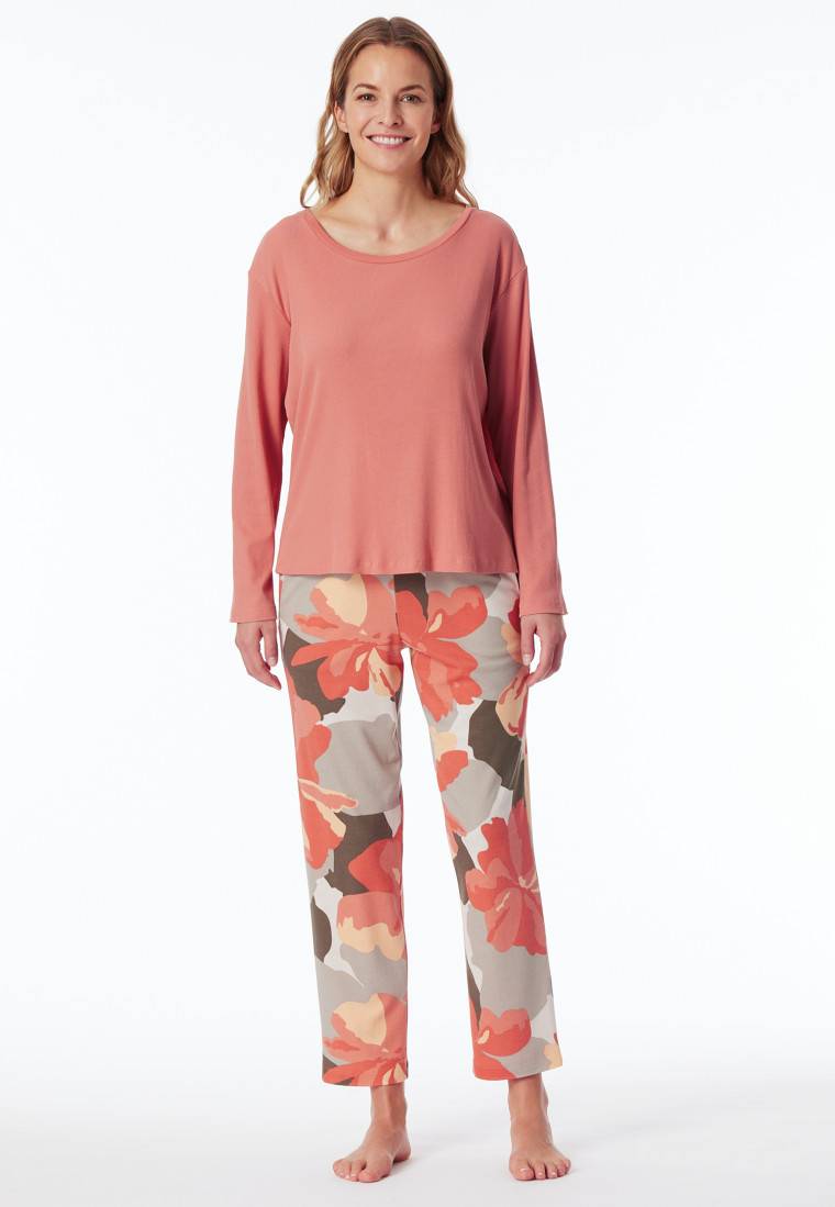 Schiesser Schlafanzug 7/8 Doppelripp papaya - Modern Nightwear Online