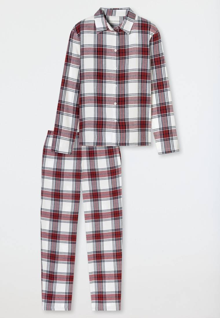 Schiesser Pyjama lang Webware multicolor kariert - X-Mas Family Outlet