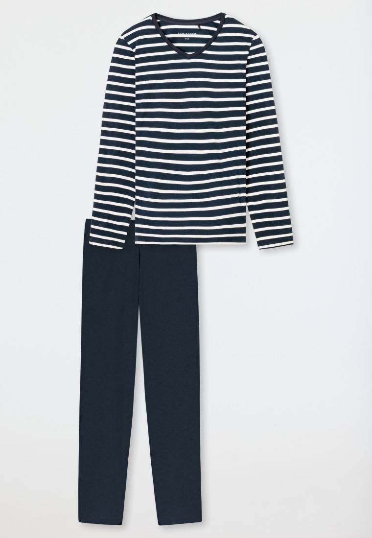 Schiesser Schlafanzug lang nachtblau - Casual Essentials Verkauf