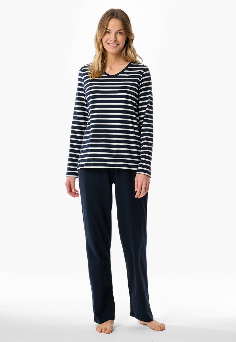 Schiesser Schlafanzug lang nachtblau - Casual Essentials Verkauf
