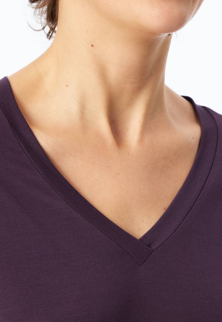 Schiesser Schlafanzug lang pflaume bedruckt - selected! premium im Angebot