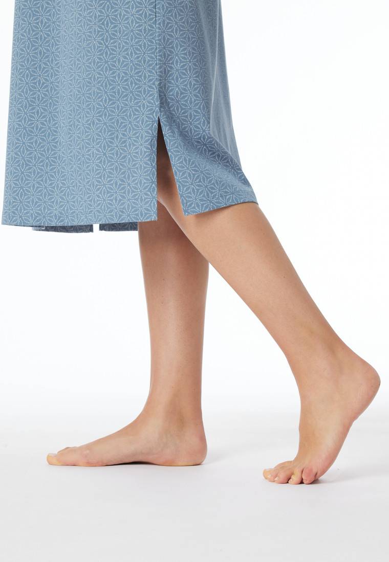 Schiesser Nachthemd langarm blaugrau gemustert - Comfort Essentials Fabrik Onlineshop