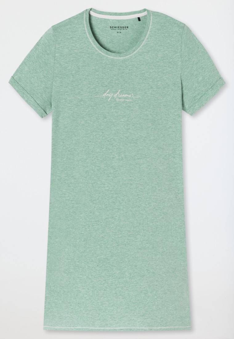 Schiesser Sleepshirt kurzarm Print grün meliert - Casual Essentials Fabrikpreis