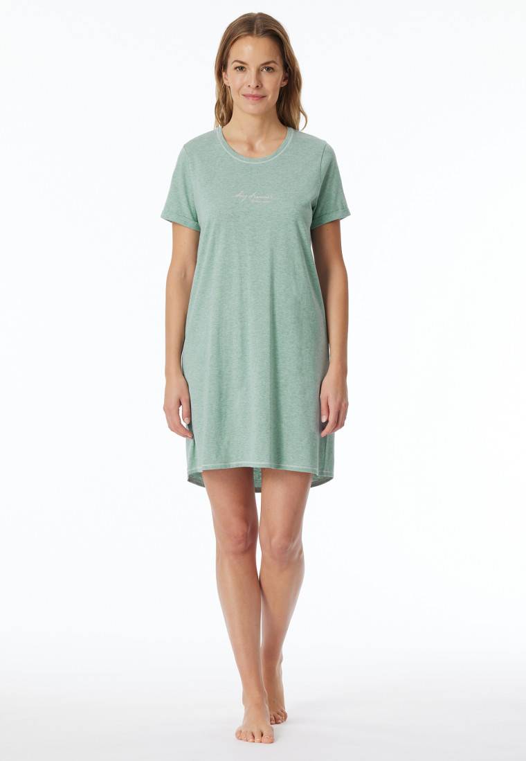 Schiesser Sleepshirt kurzarm Print grün meliert - Casual Essentials Fabrikpreis