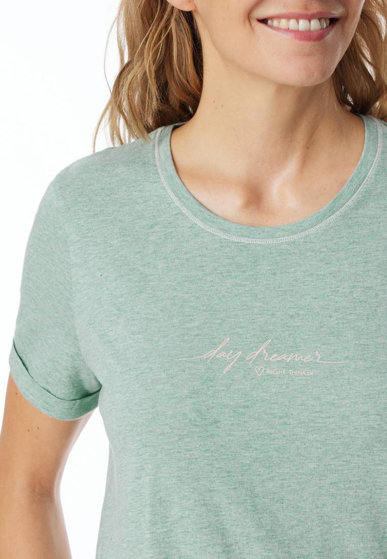 Schiesser Sleepshirt kurzarm Print grün meliert - Casual Essentials Fabrikpreis