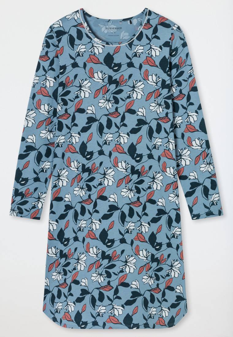 Schiesser Nachthemd langarm Blumen mehrfarbig bedruckt - Comfort Nightwear Sonderangebot