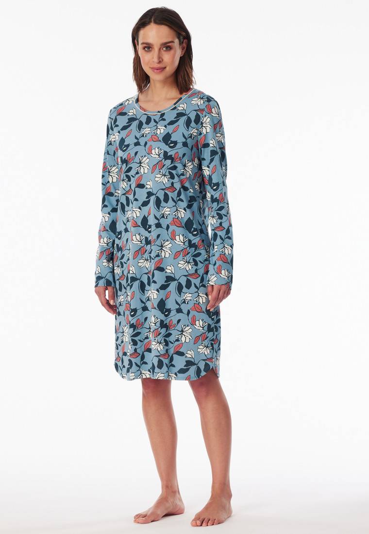 Schiesser Nachthemd langarm Blumen mehrfarbig bedruckt - Comfort Nightwear Sonderangebot