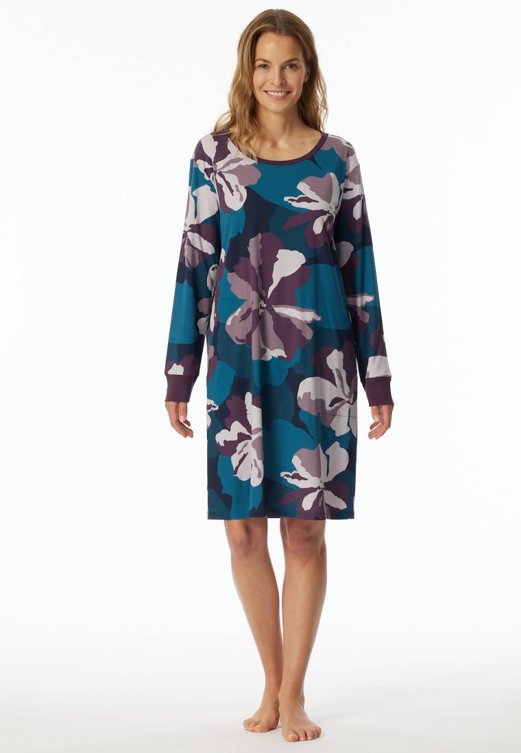 Schiesser Nachthemd langarm Interlock multicolor bedruckt - Modern Nightwear Flash Sale