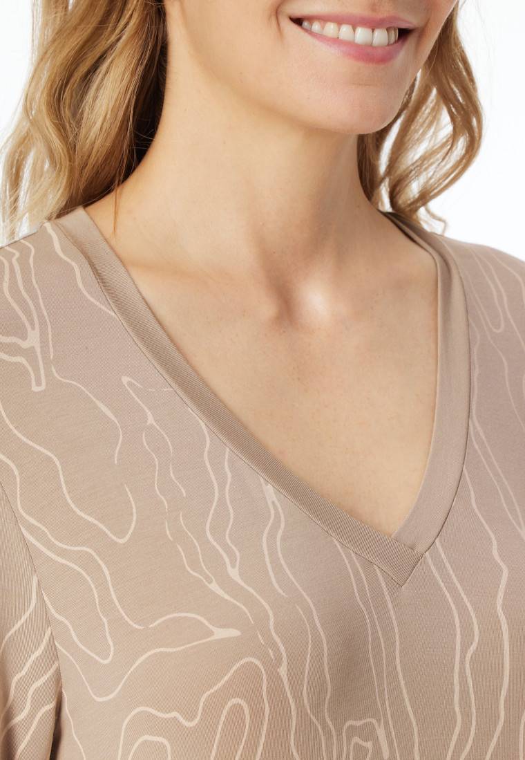 Schiesser Nachthemd langarm V-Ausschnitt natur bedruckt - selected! premium Begrenztes Angebot