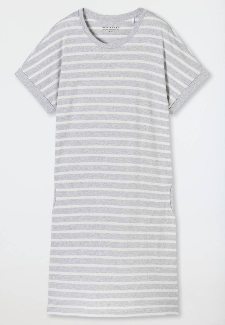 Schiesser Sleepshirt kurzarm Streifen silbergrau-meliert - Casual Essentials Exklusivangebot