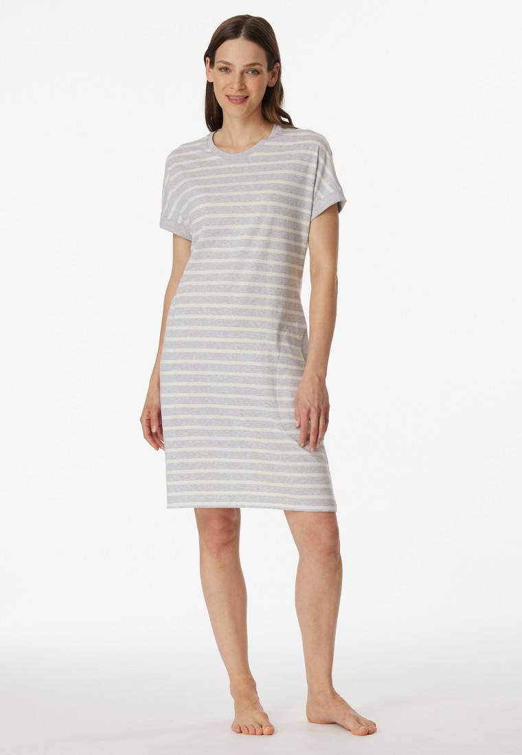 Schiesser Sleepshirt kurzarm Streifen silbergrau-meliert - Casual Essentials Exklusivangebot