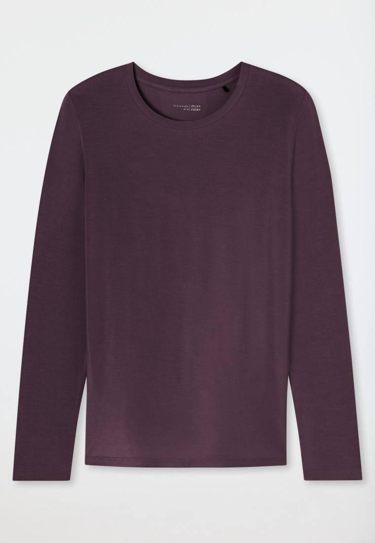 Schiesser Shirt langarm rundhals pflaume - Mix+Relax Osterangebot