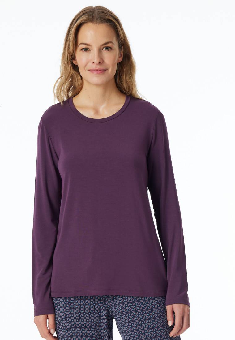 Schiesser Shirt langarm rundhals pflaume - Mix+Relax Osterangebot