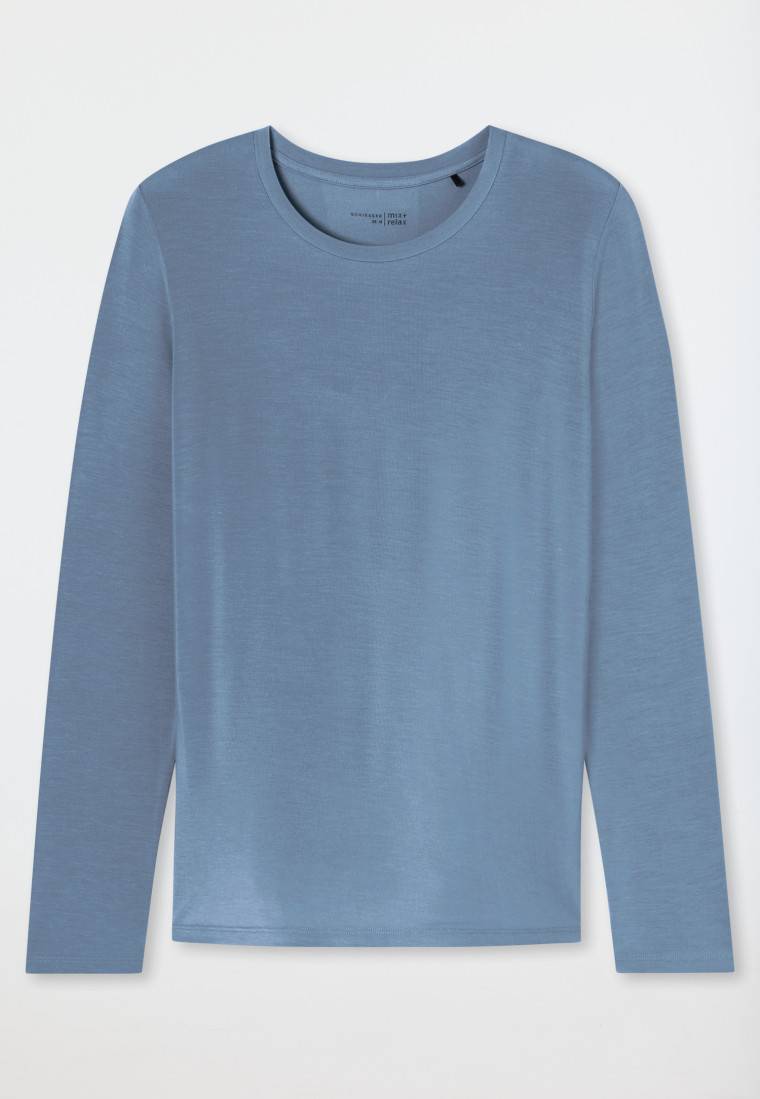 Schiesser Shirt langarm rundhals blaugrau - Mix+Relax Muttertagsangebot