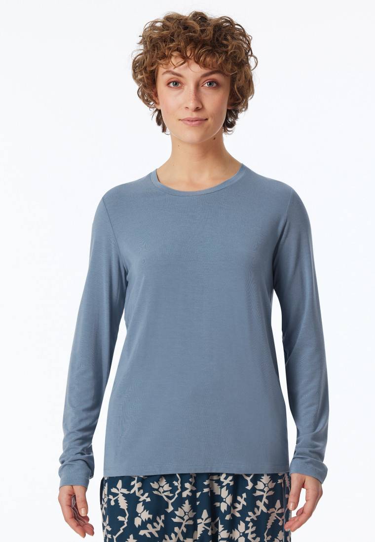 Schiesser Shirt langarm rundhals blaugrau - Mix+Relax Muttertagsangebot