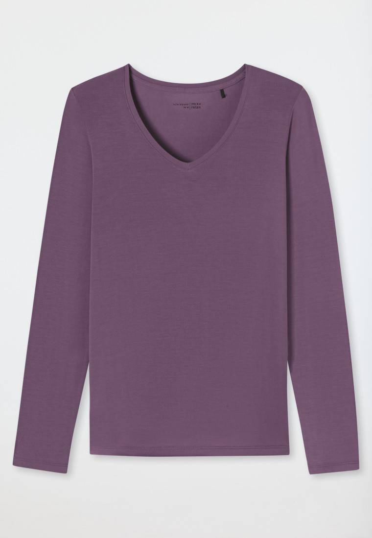 Schiesser Shirt langarm V-Ausschnitt malve - Mix+Relax Valentinstagsangebot