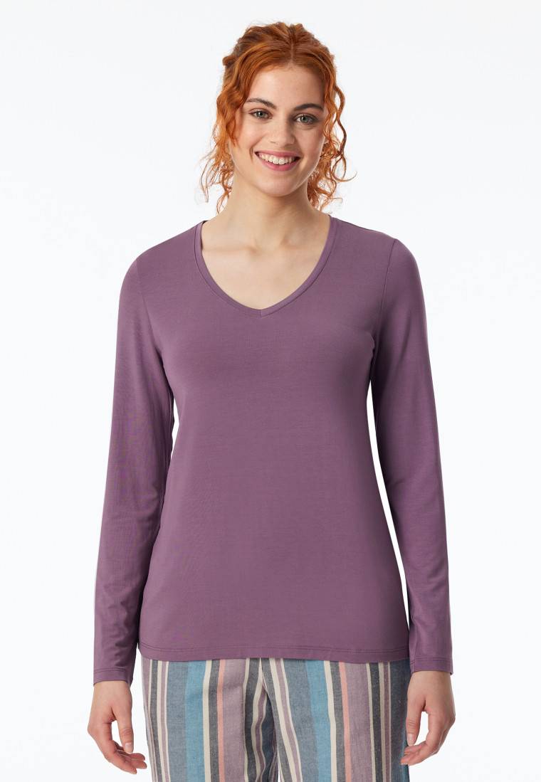Schiesser Shirt langarm V-Ausschnitt malve - Mix+Relax Valentinstagsangebot
