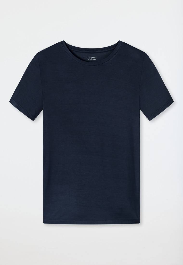 Schiesser Shirt kurzarm Modal blau - Mix+Relax Super Sparpreis
