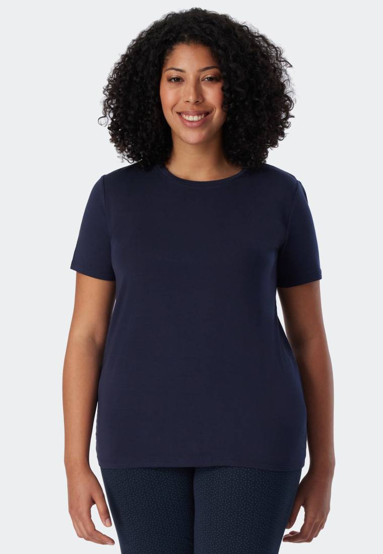 Schiesser Shirt kurzarm Modal blau - Mix+Relax Super Sparpreis