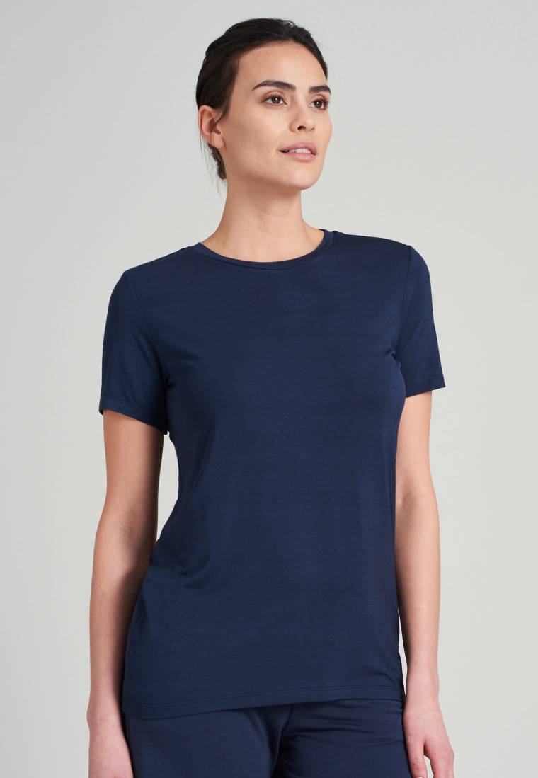 Schiesser Shirt kurzarm Modal blau - Mix+Relax Super Sparpreis