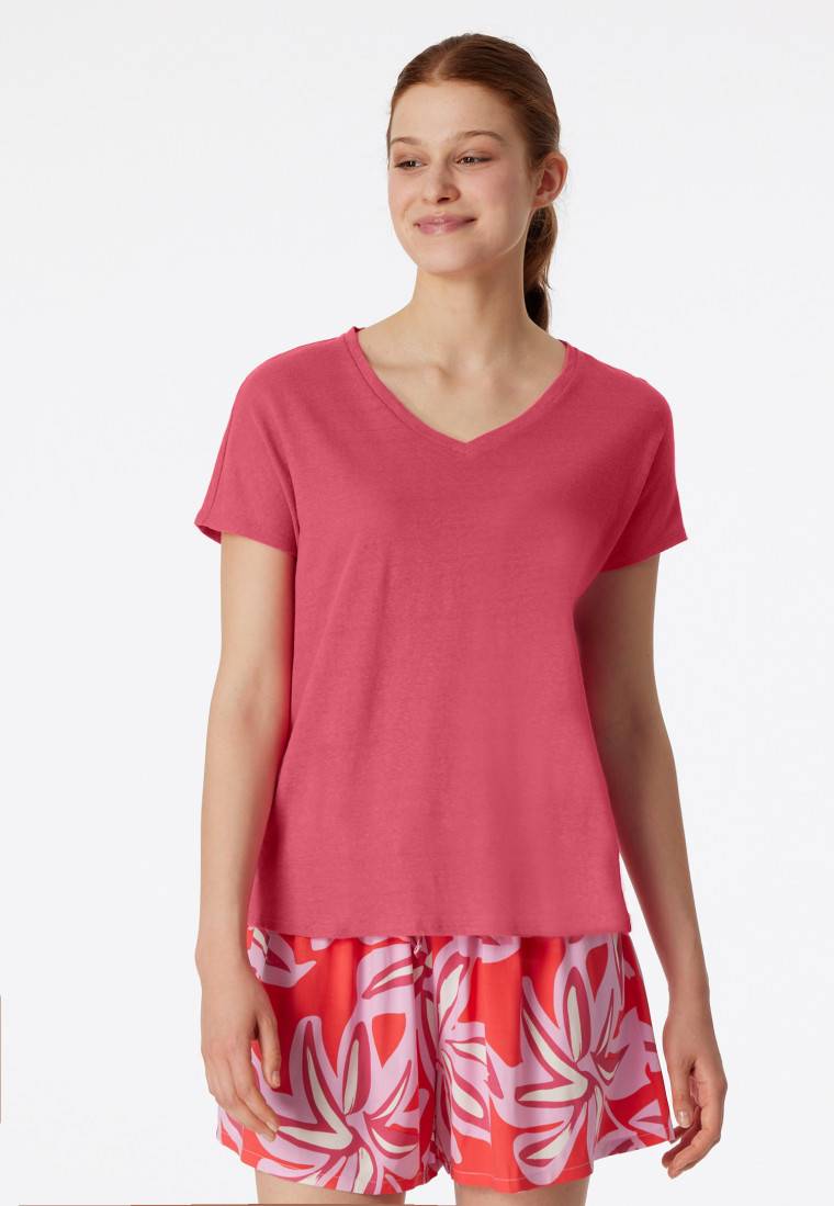Schiesser Shirt kurzarm V-Ausschnitt pink - Mix+Relax Wochenangebot