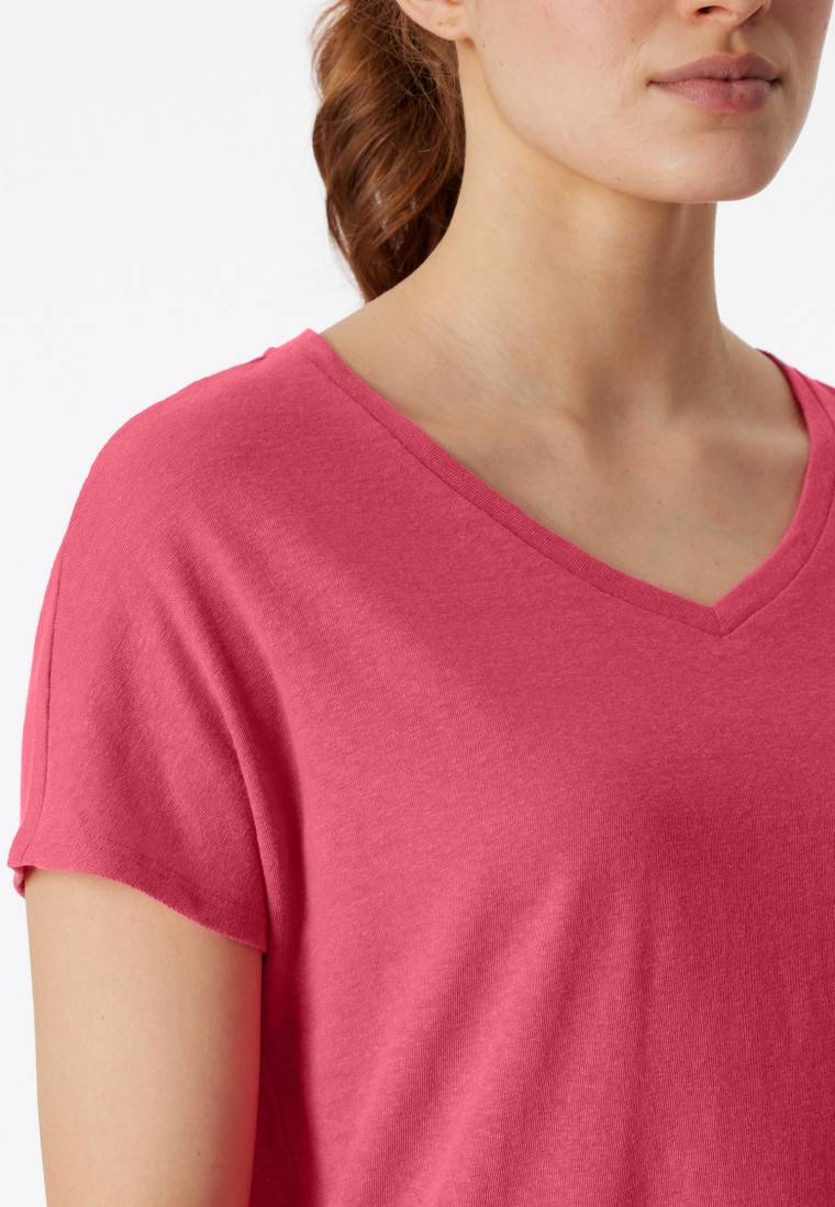 Schiesser Shirt kurzarm V-Ausschnitt pink - Mix+Relax Wochenangebot