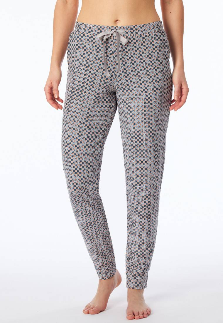 Schiesser Hose lang Bündchen multicolor floral gemustert - Mix+Relax Im Verkauf