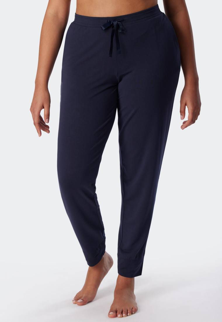 Schiesser Loungehose lang Modal Bündchen blau - Mix+Relax Rabatte dieses Monats