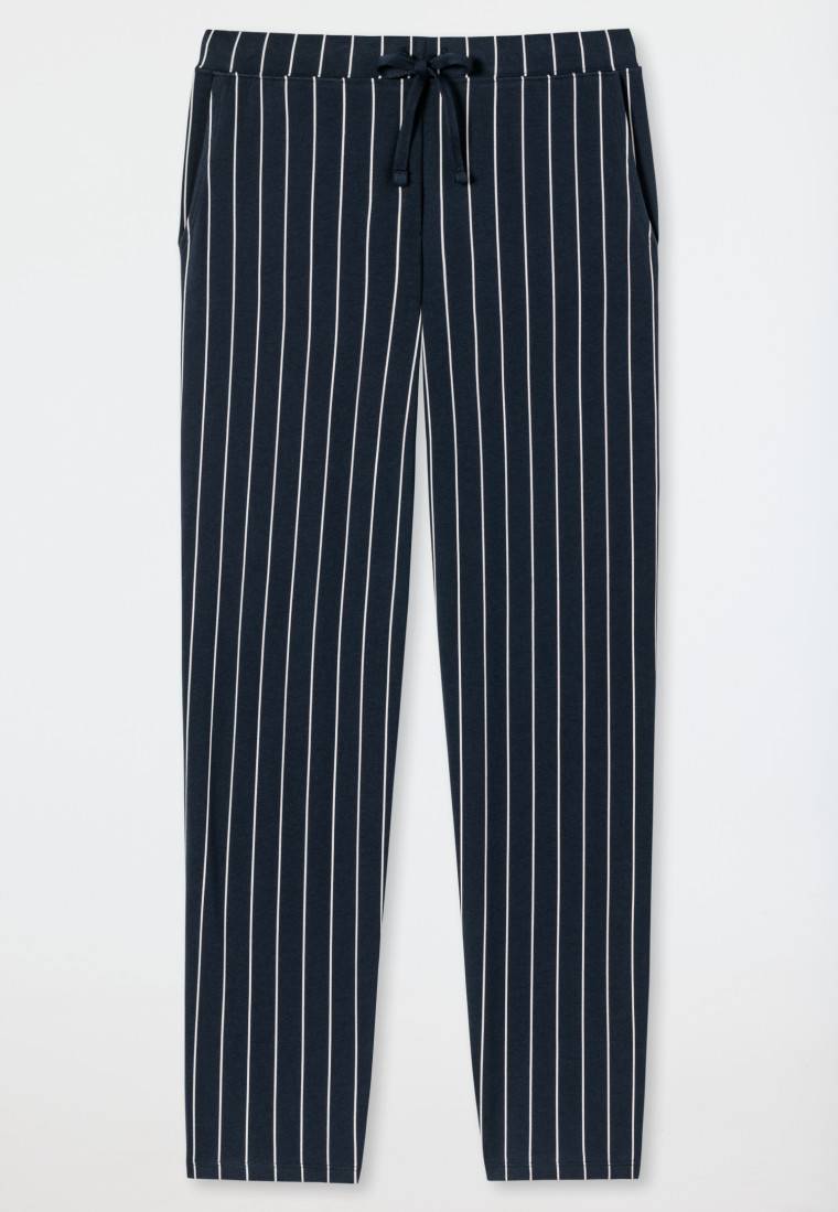 Schiesser Loungehose lang Jersey Streifen dunkelblau gemustert - Mix+Relax 2025