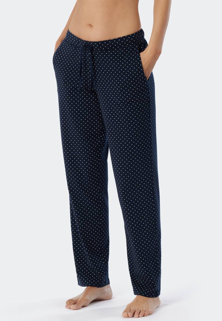 Schiesser Loungehose lang Jersey Punkte dunkelblau gemustert - Mix+Relax Hotsell