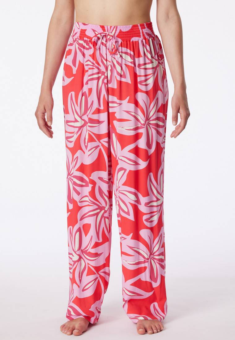 Schiesser Loungehose lang Viskose Blumenprint multicolor - Mix+Relax Fabrikpreis