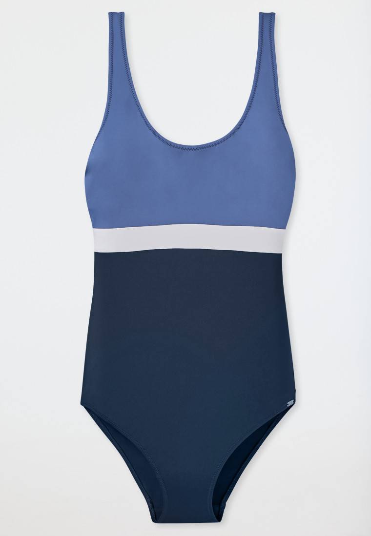 Schiesser Badeanzug Schwimmer Colorblock nachtblau - Aqua Ocean Swim Rabatt
