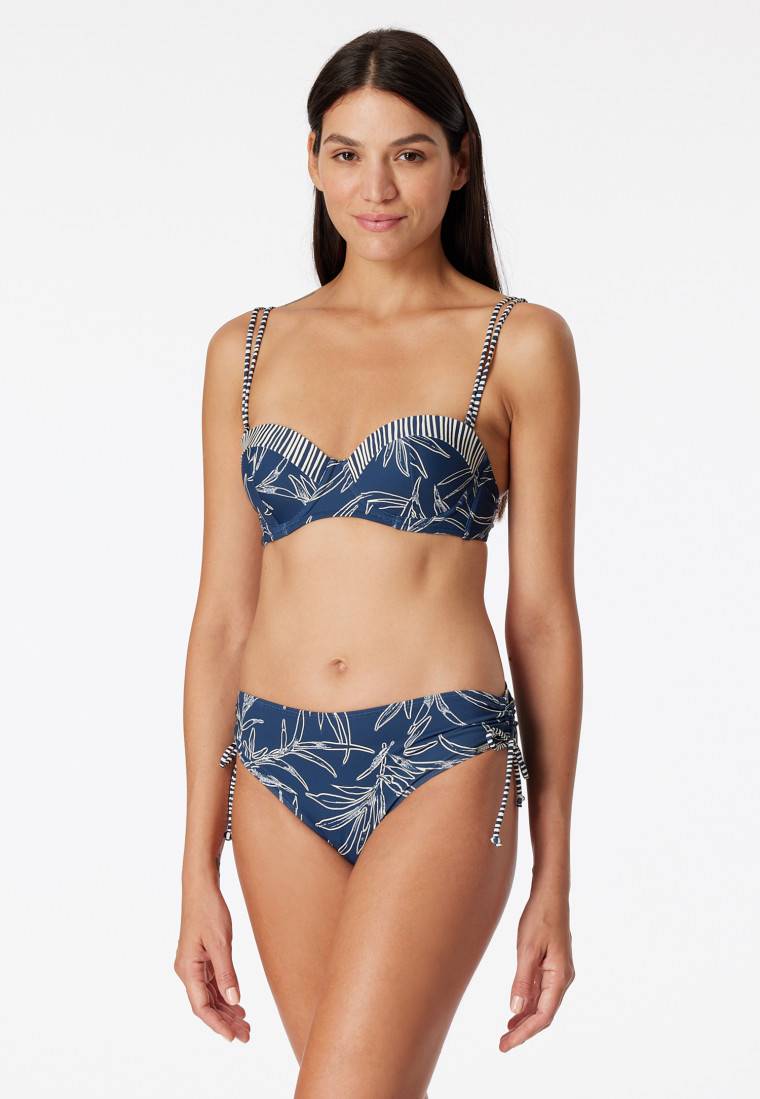 Schiesser Bandeau Bügel-Bikini Softcups variable Träger Midi-Slip verstellbare Seiten blau gemustert - Ocean Swim Weihnachtsangebot